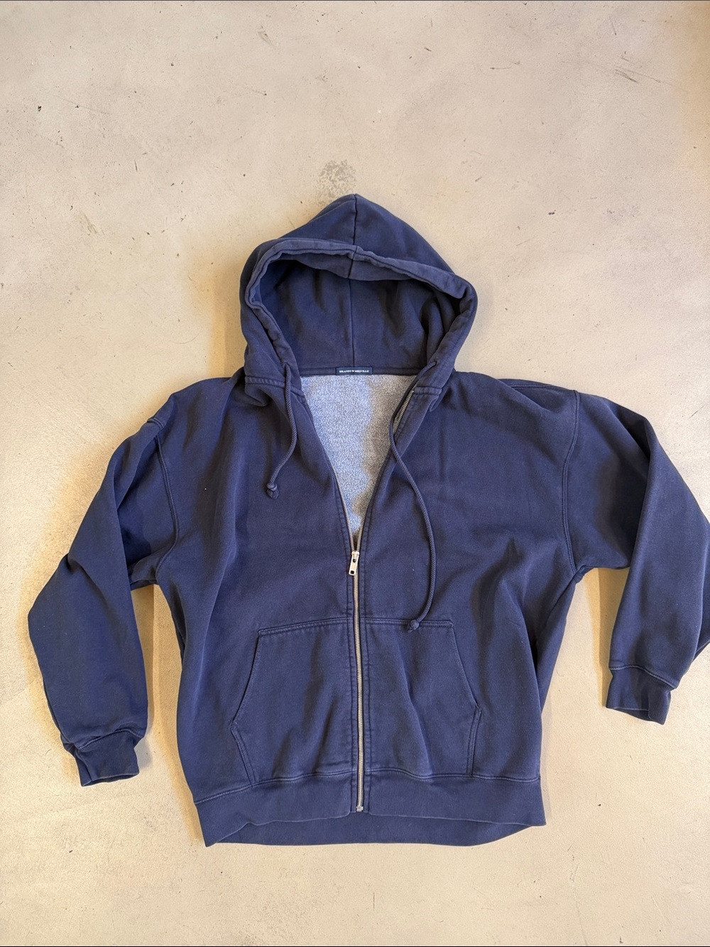 Brandy Melville navy zip-up hoodie with fleece lining